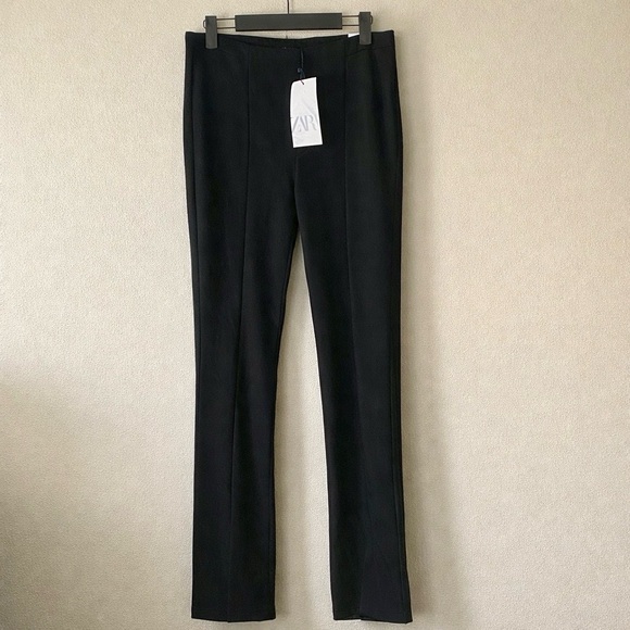 ZARA NWT High-Rise Pleat Front Split Ankle Leggings L (runs small) - Picture 3 of 9